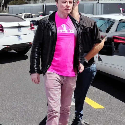 Prompt: photo of Elon Musk with a spiked pink mohawk