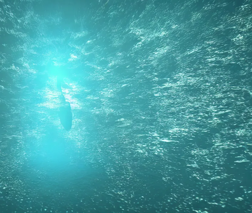 Prompt: a realistic photo of a semi - translucent water creature in action, water sea lake underwater, clear, global illumination, refraction, displacement map, bump map, normal map,