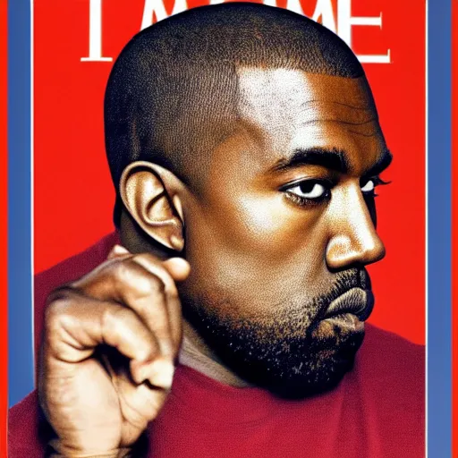 Prompt: kanye west giving inaugural address, canon a 1, time magazine cover