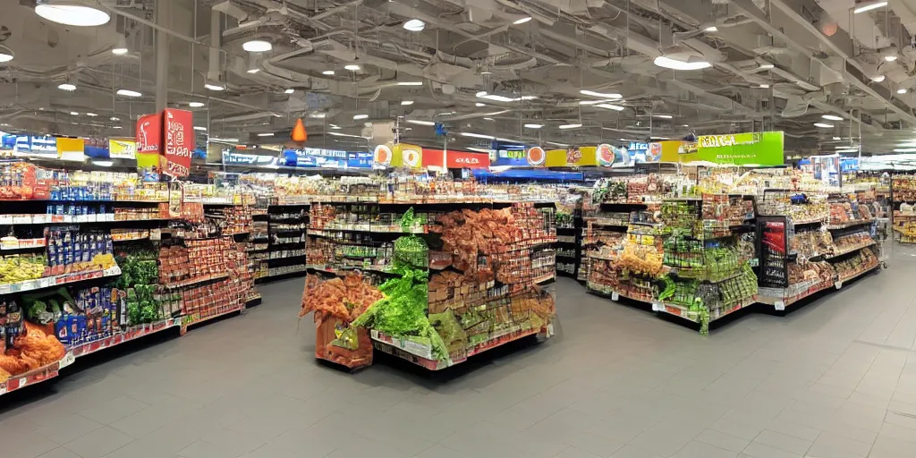 Image similar to mars rover inside albert heijn super market