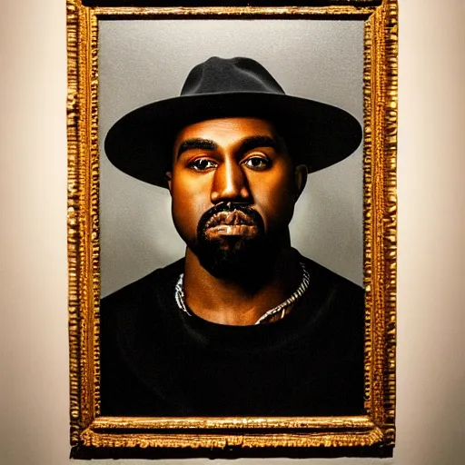 Prompt: a chiaroscuro lighting portrait of kanye west depicted as pablo picasso, portrait by caravaggio and rembrandt van rijn, shallow depth of field, chiaroscuro lighting