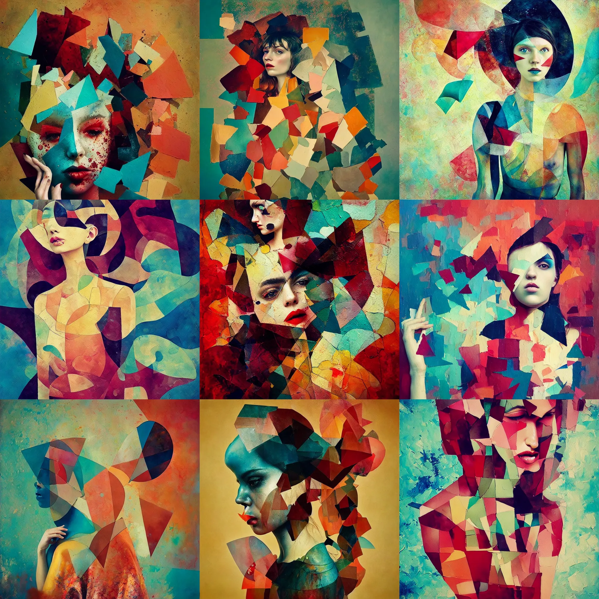 Prompt: Abstract oil painting with variety of shapes and textures. Art by Oleg Oprisco And Martine Johanna