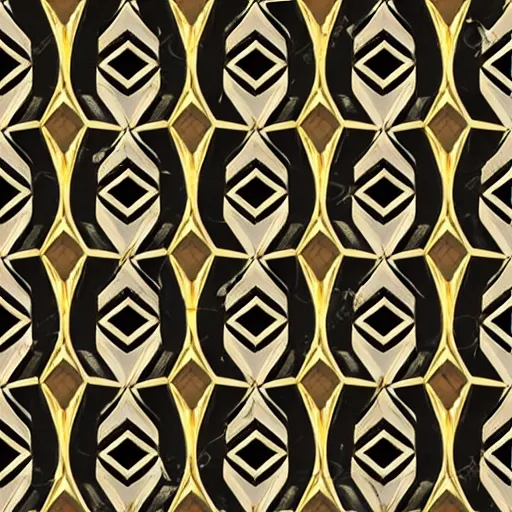 Image similar to Art Deco Geometric pattern, gold, white marble, high resolution, black marble