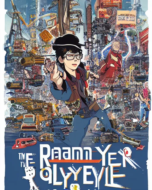 Prompt: ready player one illustration by Hayao Miyazaki