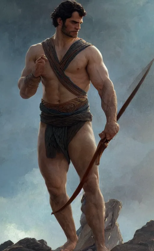 Image similar to Henry Cavill as a Greek god, gorgeous, amazing, muscular, intricate, highly detailed, digital painting, artstation, concept art, sharp focus, illustration, art by greg rutkowski and alphonse mucha