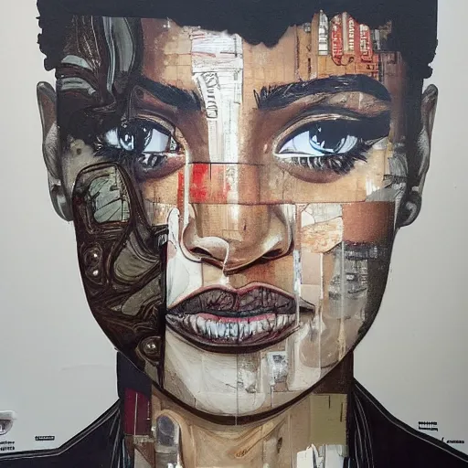 Image similar to by sandra chevrier chestnut, slate grey hyperdetailed. a installation art of a handsome 2 1 savage seated at a window, looking out at the viewer with a serene expression on his face. the light from the window illuminates her features & creates a warm, inviting atmosphere. the essence of beauty & tranquility.