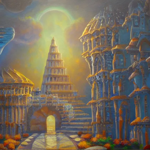 Prompt: architecture of the dreams, Fantasy oil painting