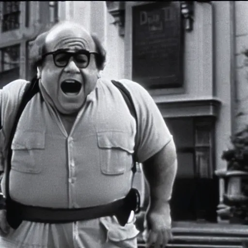 Image similar to A still of Danny Devito in Ghostbusters (1984)