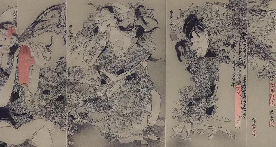 Prompt: the two complementary forces that make up all aspects and phenomena of life, by Yoshitaka Amano,