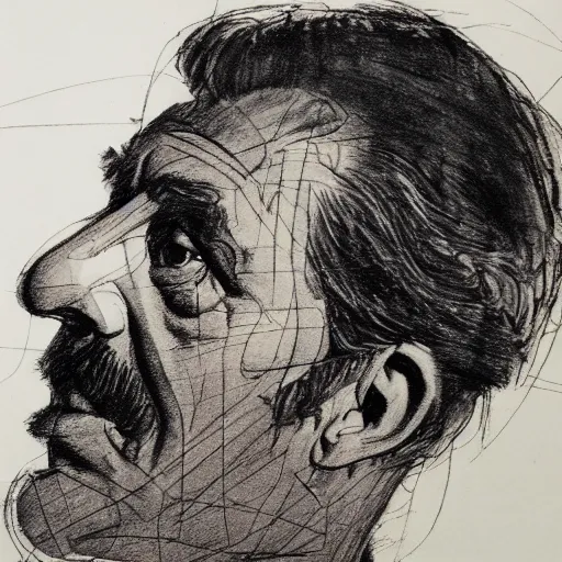 Prompt: a realistic yet scraggly portrait sketch of the side profile of a stern and sophisticated vincent price, trending on artstation, intricate details, in the style of frank auerbach, in the style of sergio aragones, in the style of martin ansin, in the style of david aja, in the style of mattias adolfsson