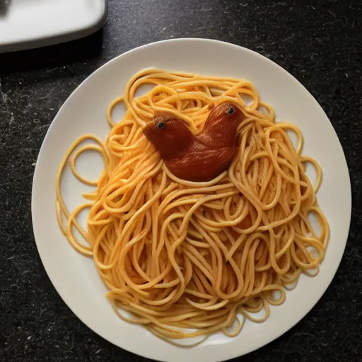 Image similar to spaghetti in the shape of a bird