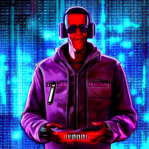 Image similar to cyberpunk Obama