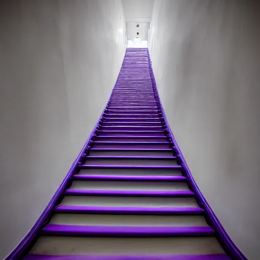 Prompt: pov your falling down an infinite purple staircase