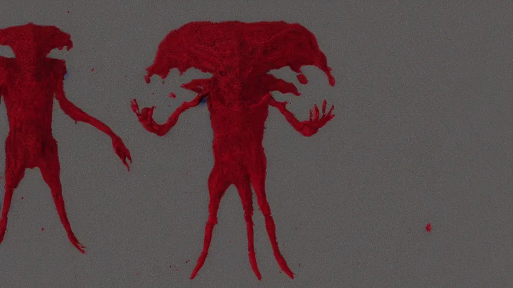 Prompt: scp creature number 2610.red monochromatic filter.