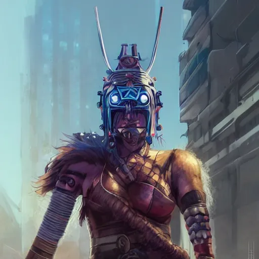 Image similar to cyberpunk viking helmet mask warrior goddess robot ninja fantasy, art gta 5 cover, official fanart behance hd artstation by jesper ejsing, by rhads, makoto shinkai and lois van baarle, ilya kuvshinov, ossdraws