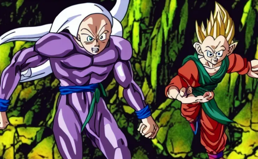 Prompt: a still of gollum in dragon ball z,