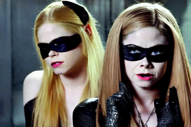 Image similar to a film still of Avril Lavigne in catwoman, high quality