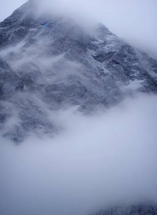 Image similar to mountain in fog snowy peak