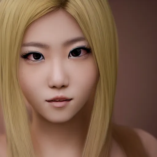 Prompt: portrait of a asian girl with blonde hair, in a fancy mansion, young cute beautiful face, wearing a expensive dress, detailed, 8 k, epic, charming, character, octane rendering, hyper realistic