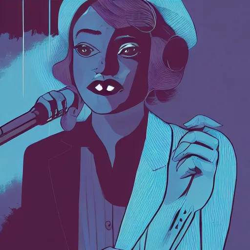 Image similar to a colorful comic noir illustration of a sad blues singer in new orleans by sachin teng, dark vibes, pastel lighting, cinematic, depth of field, 8 k, high contrast