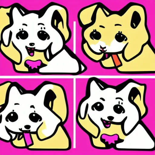 Image similar to anime puppy as an svg sticker, 2 d, flat, vector art