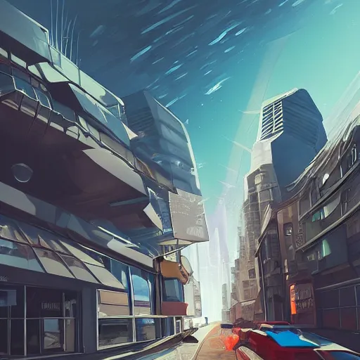 Prompt: street view, new!!!!!! futuristic!!!!, trending on artstation, fisheye!!! lens