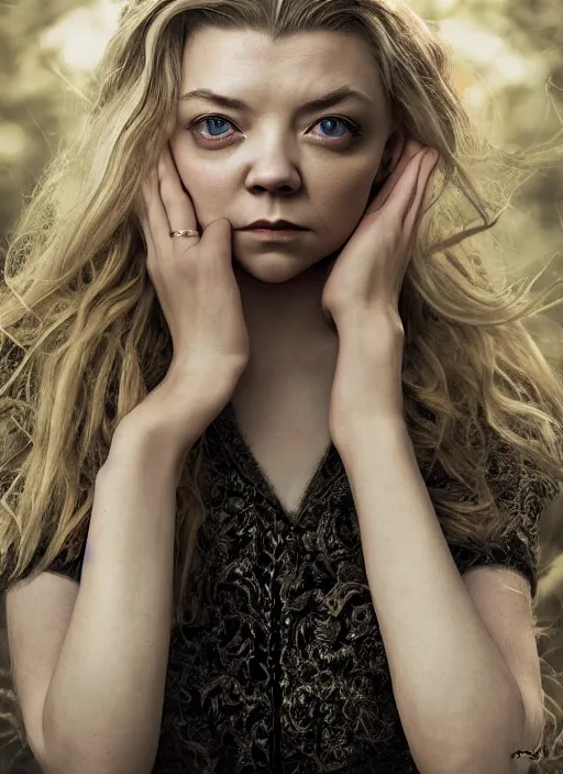 Image similar to natalie dormer, depth of field, zeiss lens, detailed, symmetrical, centered, fashion photoshoot, by nicoletta ceccoli, mark ryden, lostfish, earl nore, hyung tae, frank frazetta, breathtaking, 8 k resolution, extremely detailed, beautiful, establishing shot, artistic, hyperrealistic, octane render