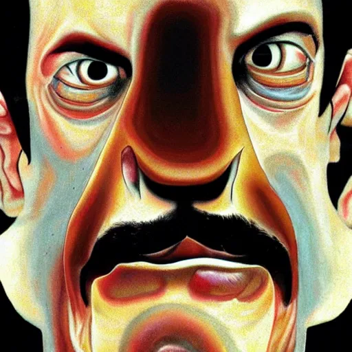 Image similar to the horrendous nose of Frank Zappa, by Dave McKean, 8k, surreal