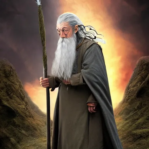 Image similar to Gandalf from the hobbit holding a giant marijuana joint, amazing digital art, trending on artstation, highly detailed
