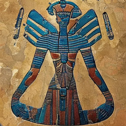 Image similar to Ancient Egypt Art, art of a Alien Spaceship in art style of ancient art, fragmented, an Alien Spaceship!!!!! Ancient Egypt art