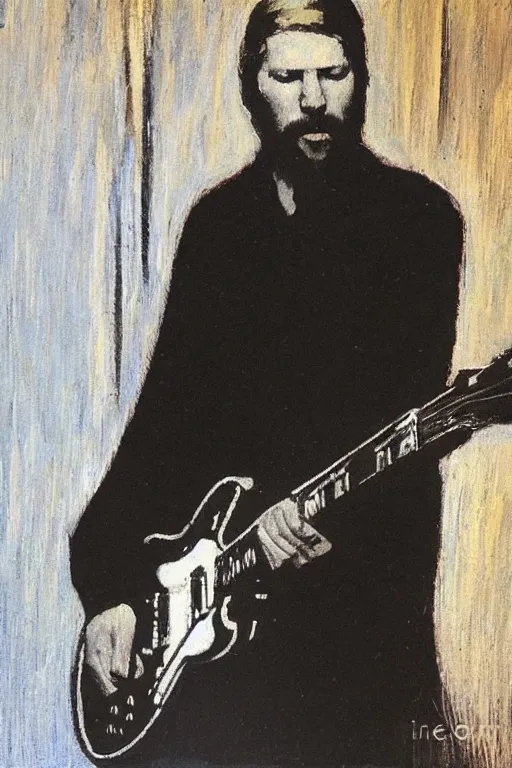 Image similar to duane allman in the style of Marius Borgeaud