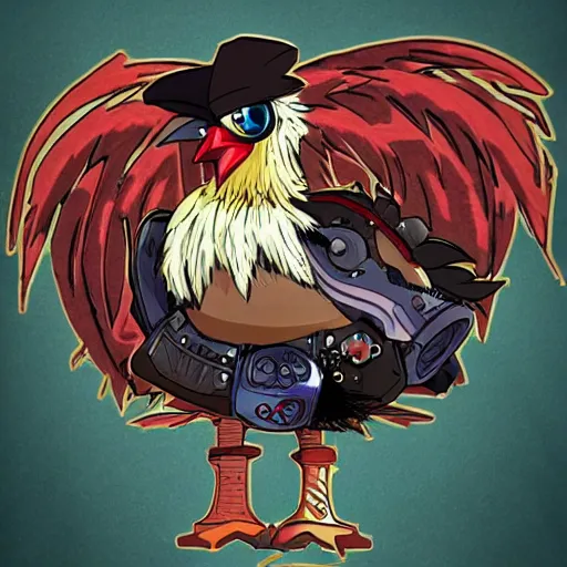 Image similar to anime steam punk chicken with laser beams