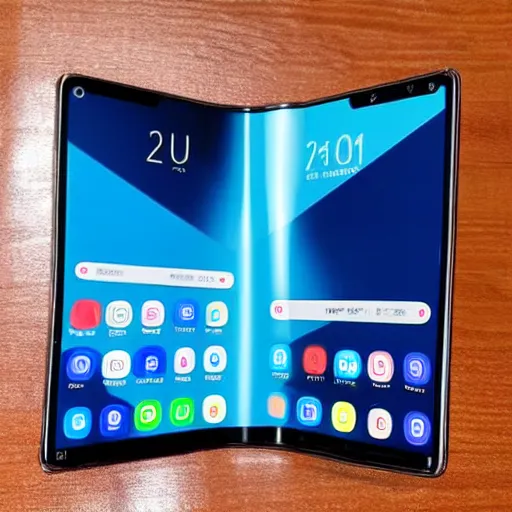 Image similar to 2022 Samsung Fold 4 phone, concept art, hyperdetailed