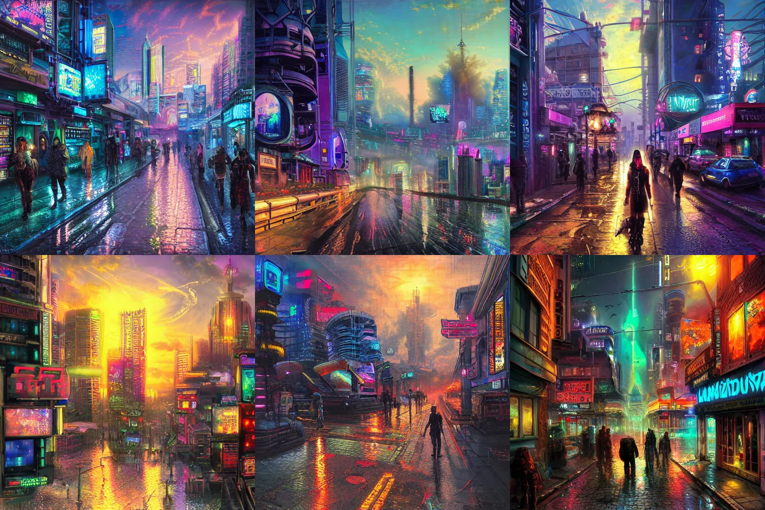 Prompt: cyberpunk brighton in 2 0 7 7 by thomas kinkade