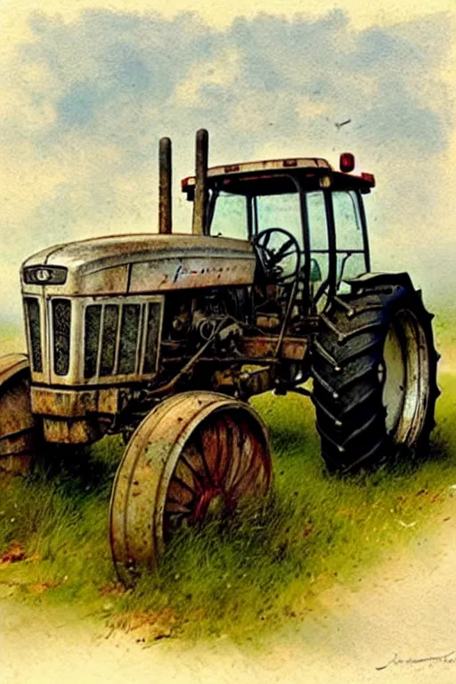 Image similar to ( ( ( ( ( farm tractor. muted colors. ) ) ) ) ) by jean - baptiste monge!!!!!!!!!!!!!!!!!!!!!!!!!!!