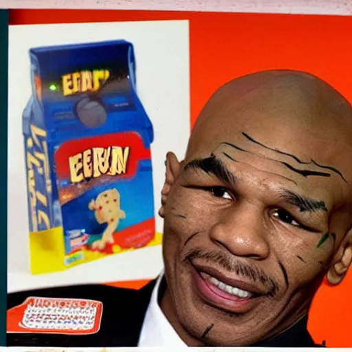 mike tyson's cereal brand ear'eoes, with a picture on Stable