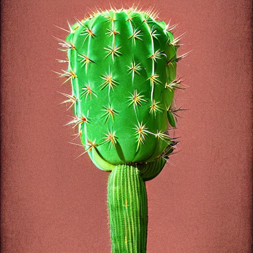 Image similar to cactus grown on man's face instead of beards, digital art, award winning