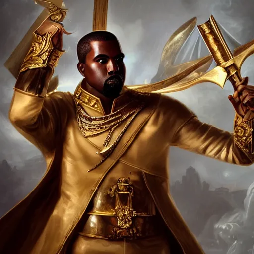 Prompt: Kanye West as emperor napoleon, League of Legends amazing splashscreen artwork, splash art, hd wallpaper, ultra high details, artstation, no text