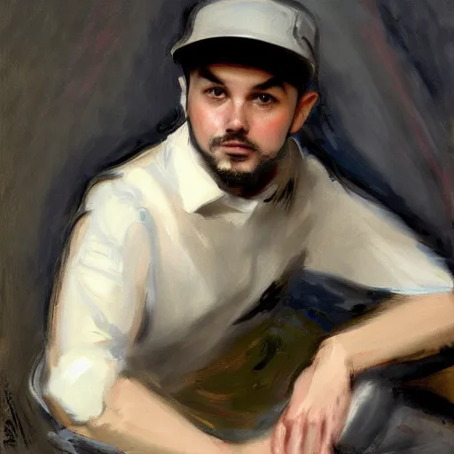 Prompt: painting tim pool, John Singer Sargent style