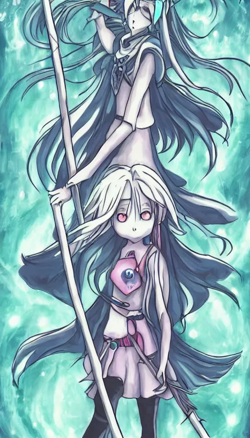 Image similar to a beautiful link drawing of the being death as a cute anime girl with a giant scythe from a studio ghibli film inspired by the death tarot card, dark vibes, pastel colors, cosmic,