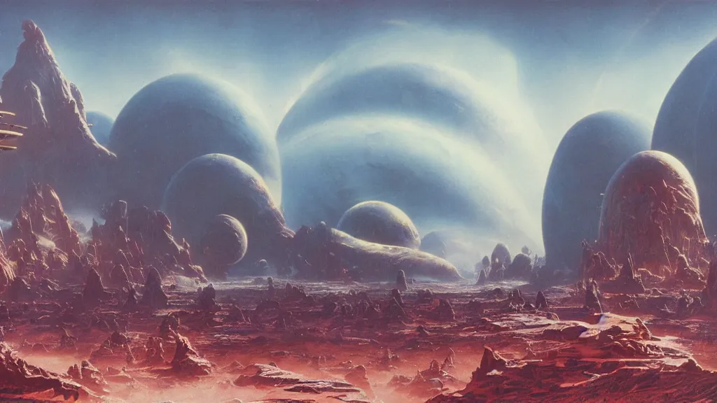 Image similar to alien planet, an empire in upheaval by arthur haas and bruce pennington, cinematic matte painting