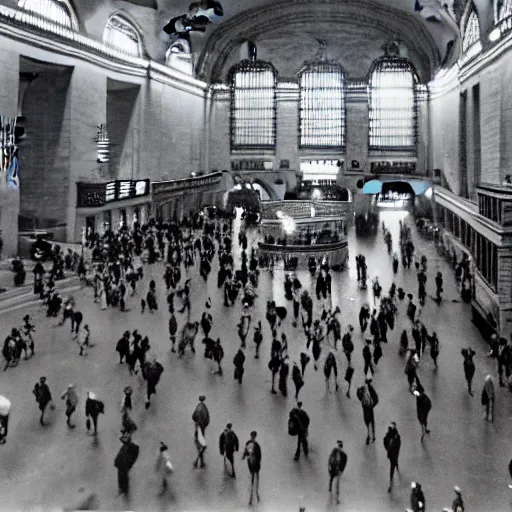 Image similar to color photo of water - balloon fight in grand central station circa 1 9 2 3