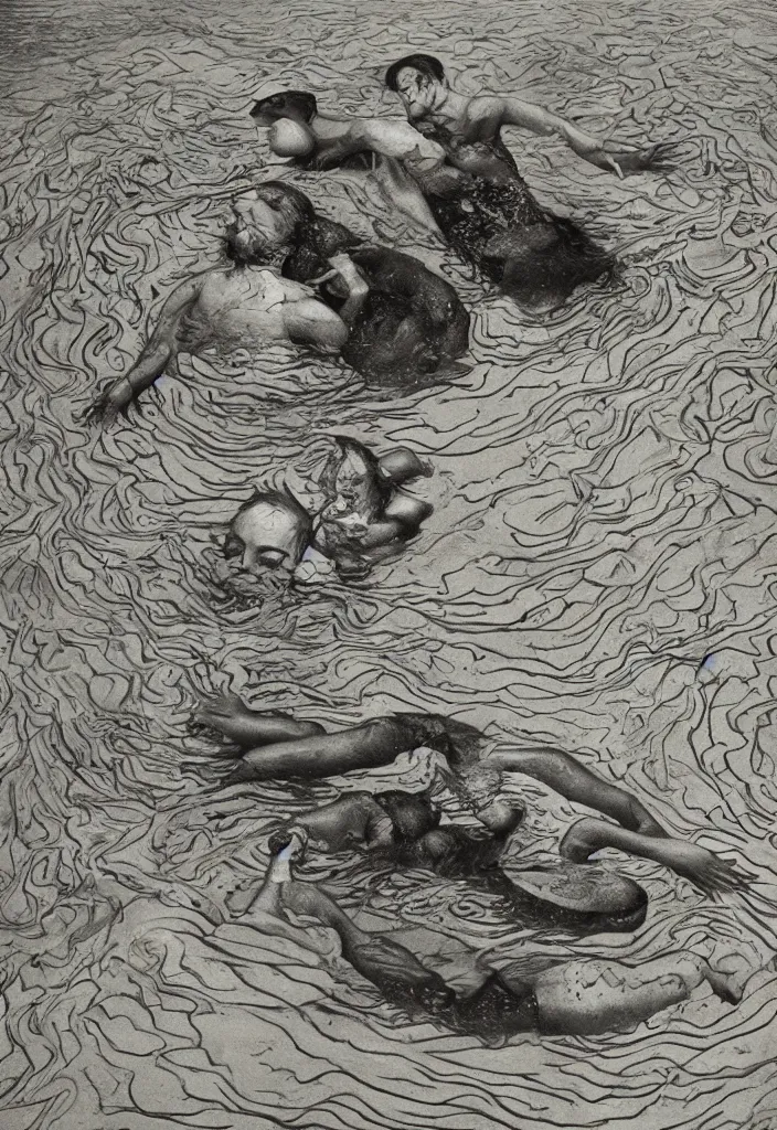 Image similar to highly detailed surrealist art about drowning slowly