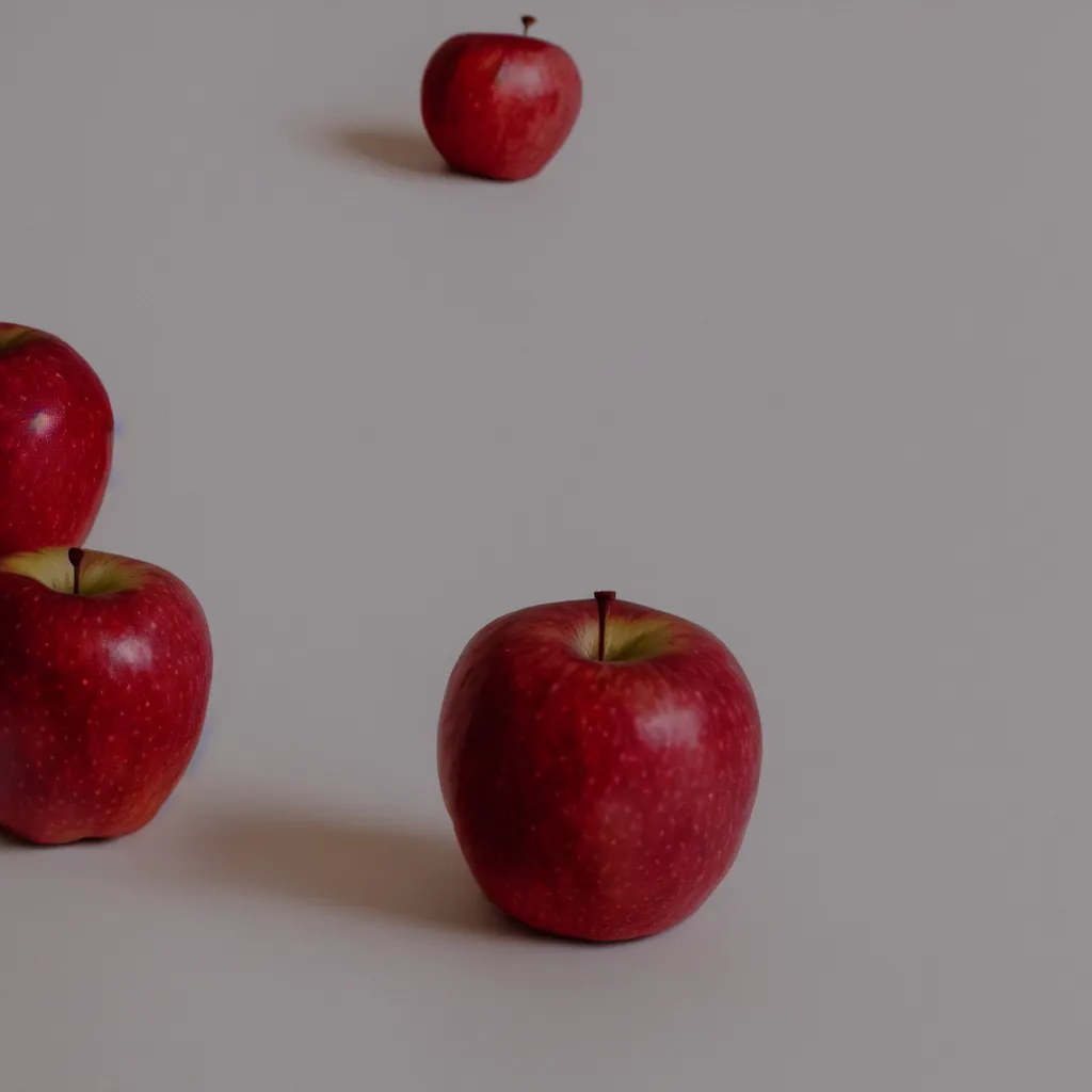 Image similar to photo of a red apple on a white table, cinematic lighting, highly detailled