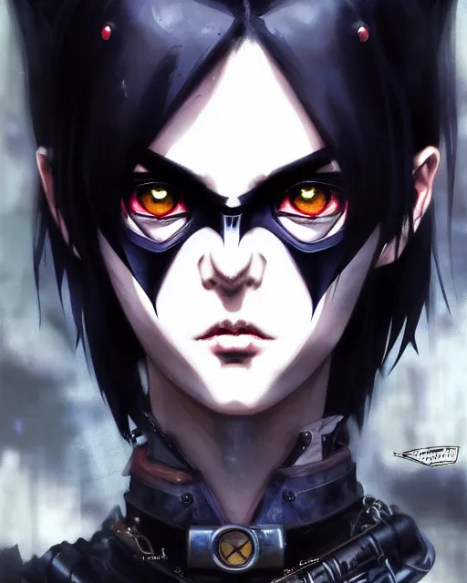 Image similar to portrait Anime Batman grunge punk sharp fine-face, pretty face, realistic shaded Perfect face, fine details. Anime. Gotham realistic shaded lighting by katsuhiro otomo ghost-in-the-shell, magali villeneuve, artgerm, rutkowski Jeremy Lipkin and Giuseppe Dangelico Pino and Michael Garmash and Rob Rey