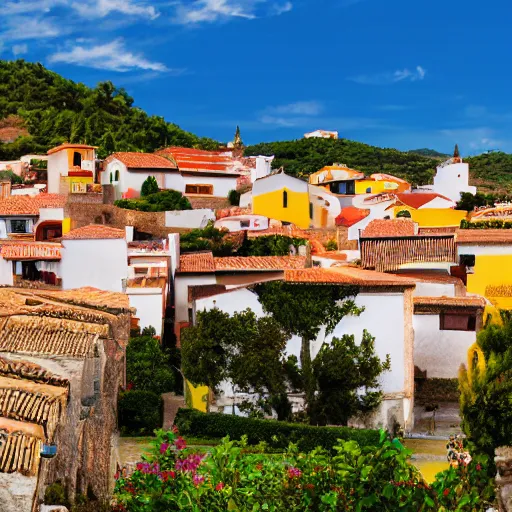 Prompt: A Spanish village. Seamless parallax background.