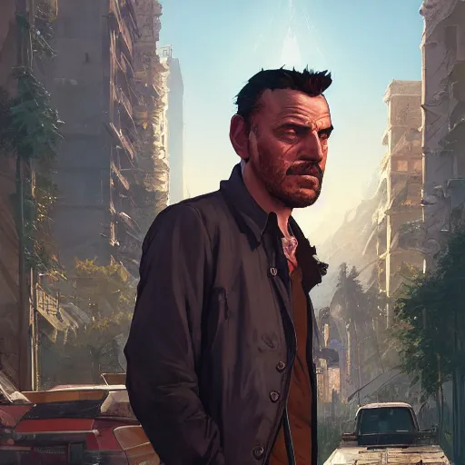 Image similar to highly detailed portrait salvador dalli in gta v, stephen bliss, unreal engine, fantasy art by greg rutkowski, loish, rhads, ferdinand knab, makoto shinkai and lois van baarle, ilya kuvshinov, rossdraws, tom bagshaw, global illumination, radiant light, detailed and intricate environment