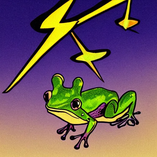 Image similar to frog with lightning super powers