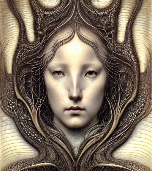 Prompt: detailed realistic beautiful shark goddess face portrait by jean delville, gustave dore, iris van herpen and marco mazzoni, art forms of nature by ernst haeckel, art nouveau, symbolist, visionary, gothic, neo - gothic, pre - raphaelite, fractal lace, intricate alien botanicals, ai biodiversity, surreality, hyperdetailed ultrasharp octane render