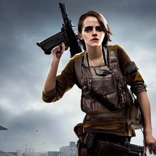 Image similar to Emma Watson a dressed as Catalan Terrorist in CSGO ,hyperrealistic, 8k UHD, studio photography, high quality, high detail, stunning lighting